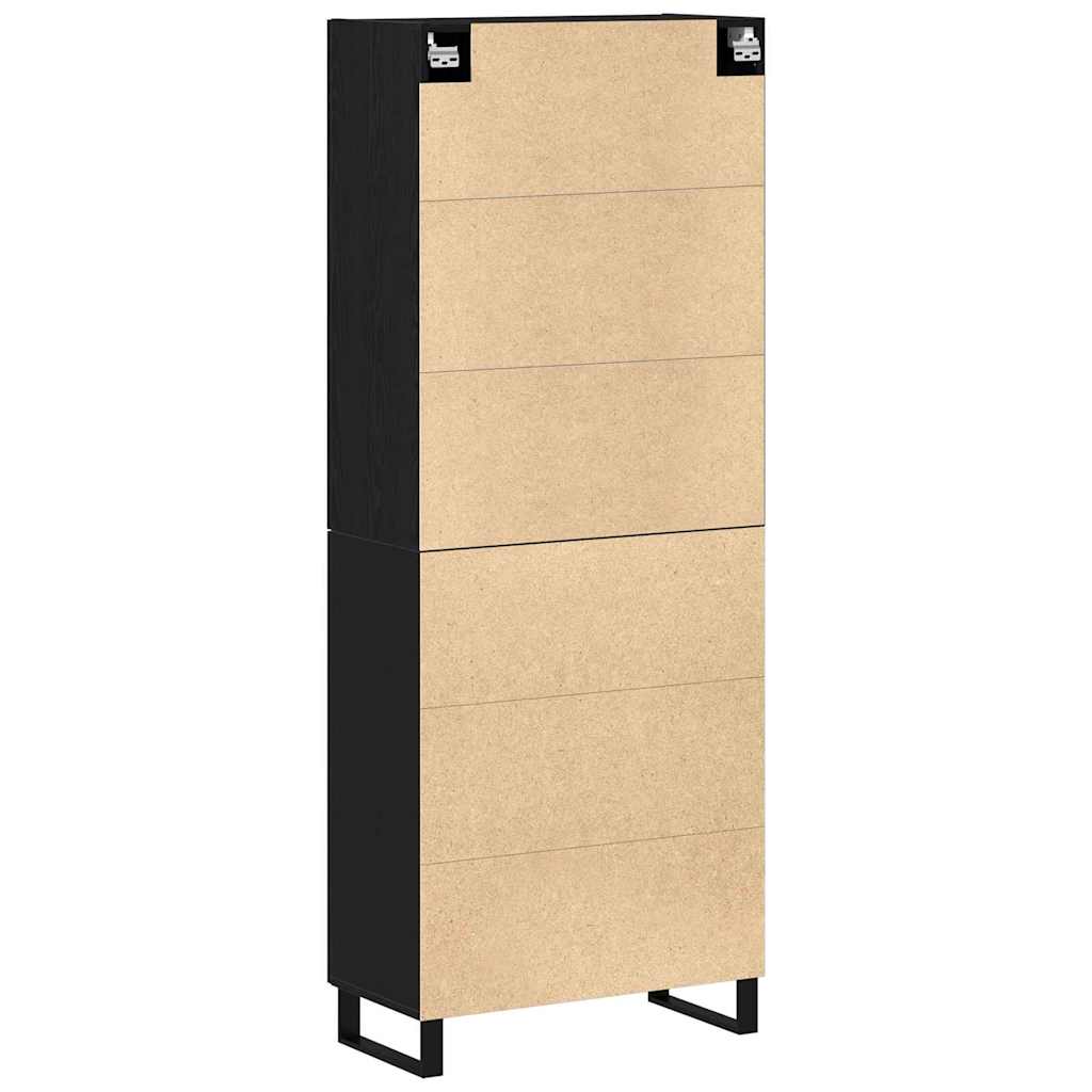 Highboard 2 stk. Sort eg 69,5 x 34 x 180 cm Ingeniørtræ og glas