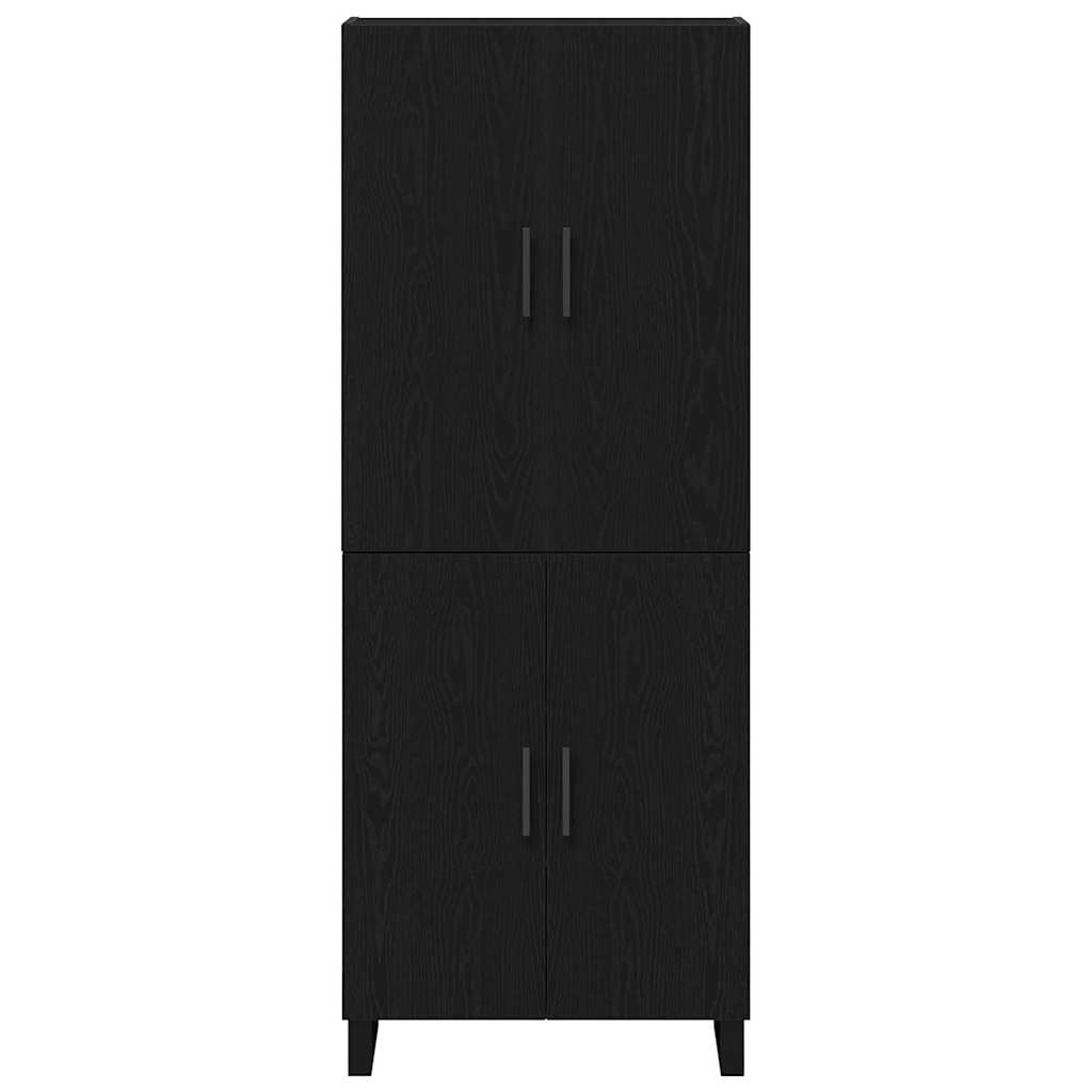 Highboard 2 stk. Sort eg 69,5 x 34 x 180 cm Ingeniørtræ og glas