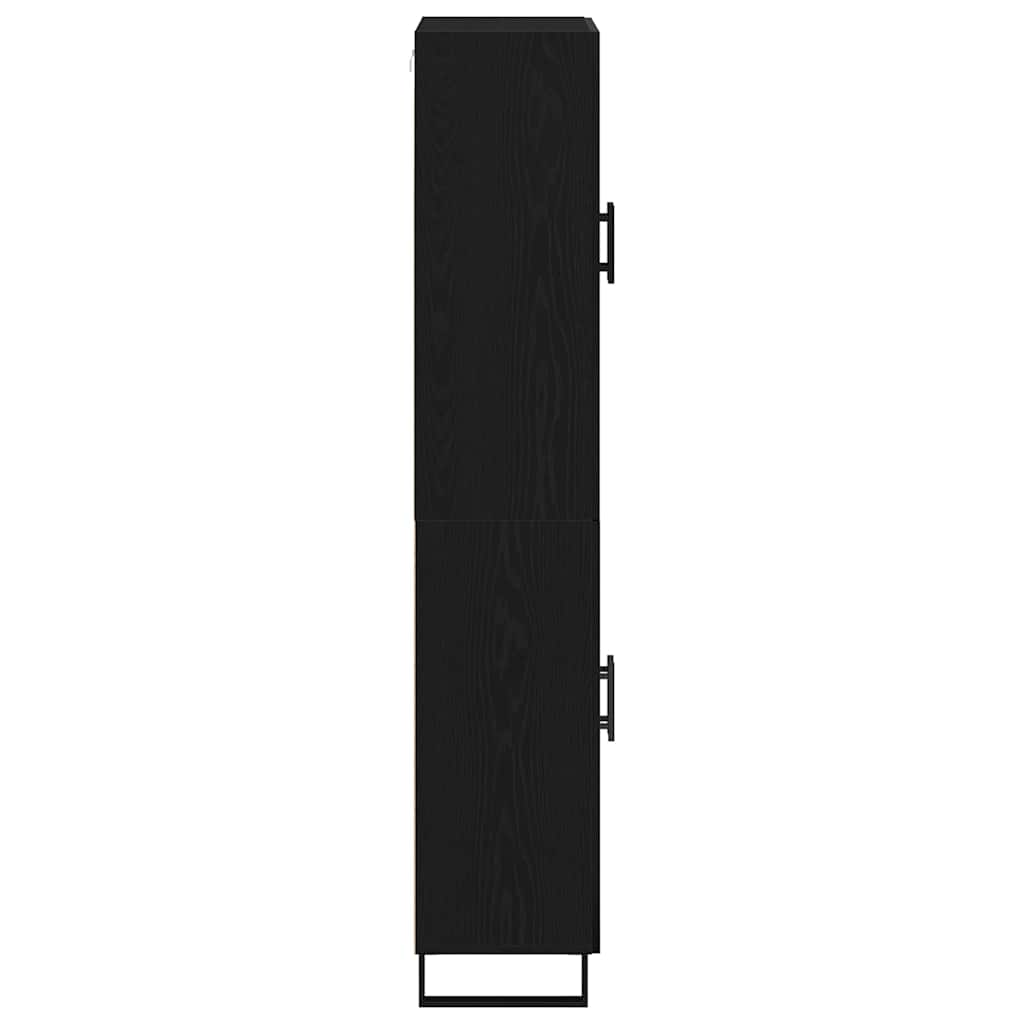 Highboard 2 stk. Sort eg 69,5 x 34 x 180 cm Ingeniørtræ og glas