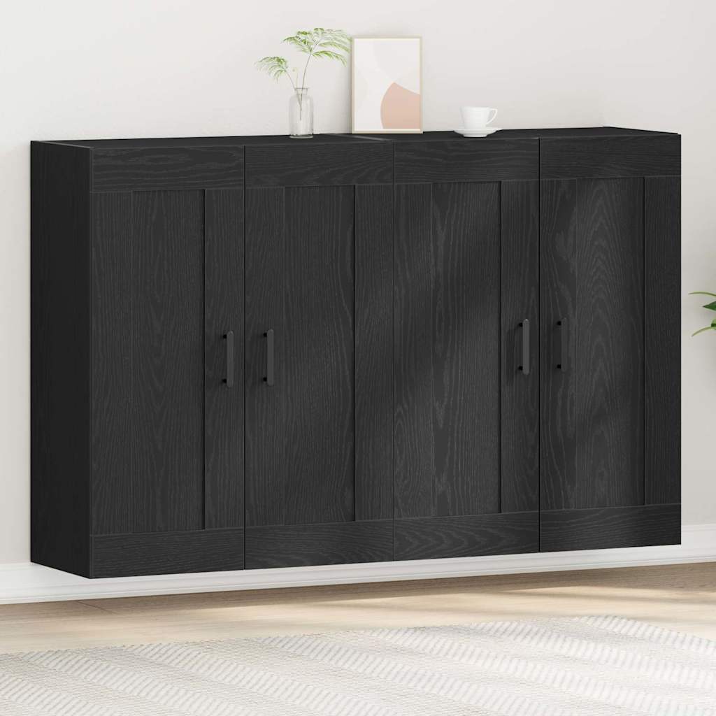 Væghængt skab 2 stk. Sort eg 69,5 x 34 x 90 cm Konstrueret træ