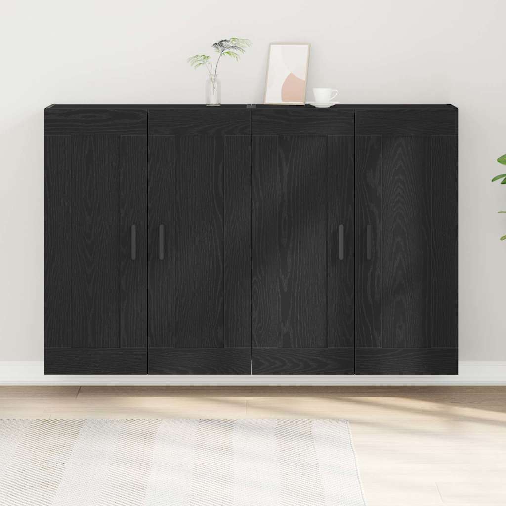 Væghængt skab 2 stk. Sort eg 69,5 x 34 x 90 cm Konstrueret træ