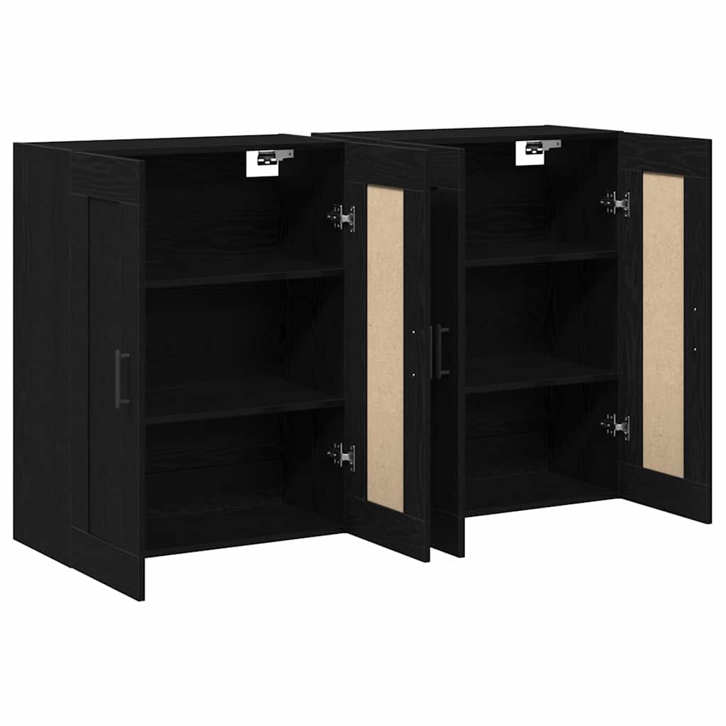 Væghængt skab 2 stk. Sort eg 69,5 x 34 x 90 cm Konstrueret træ