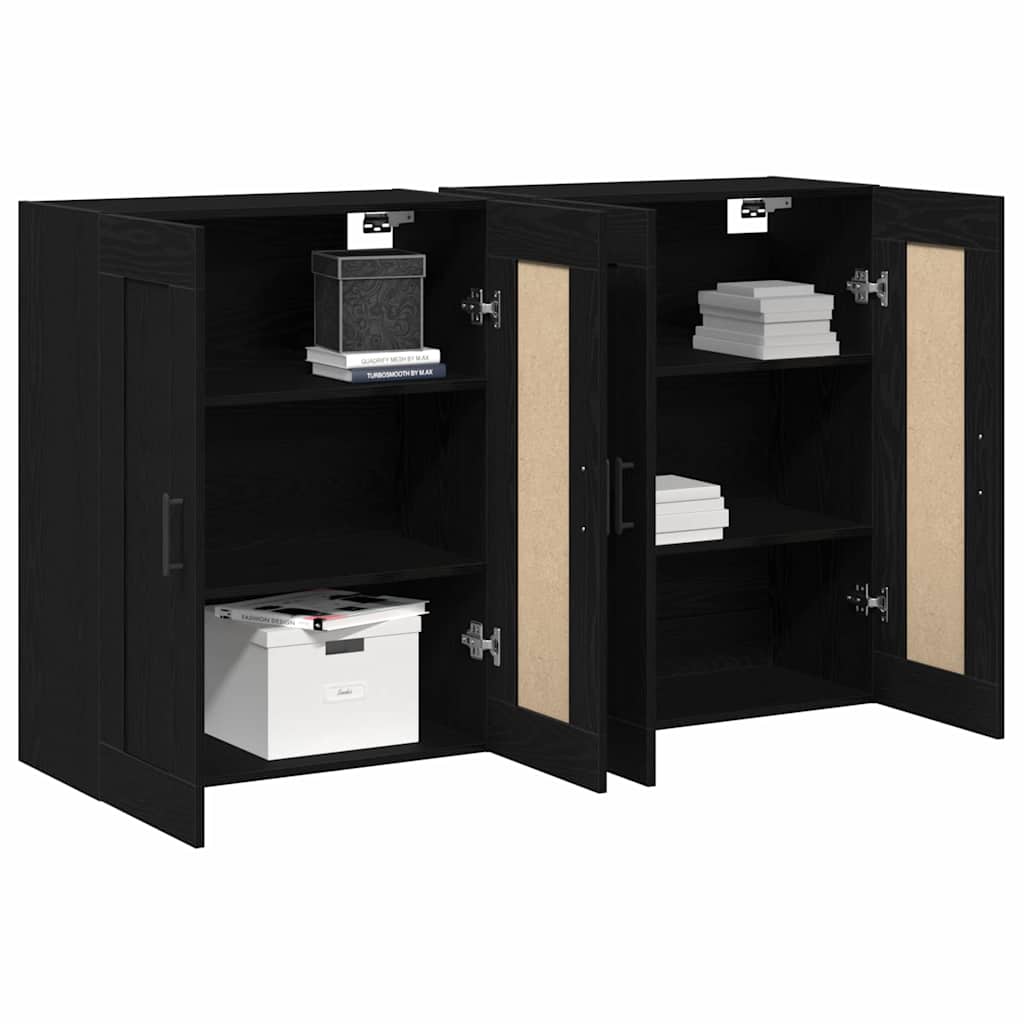 Væghængt skab 2 stk. Sort eg 69,5 x 34 x 90 cm Konstrueret træ