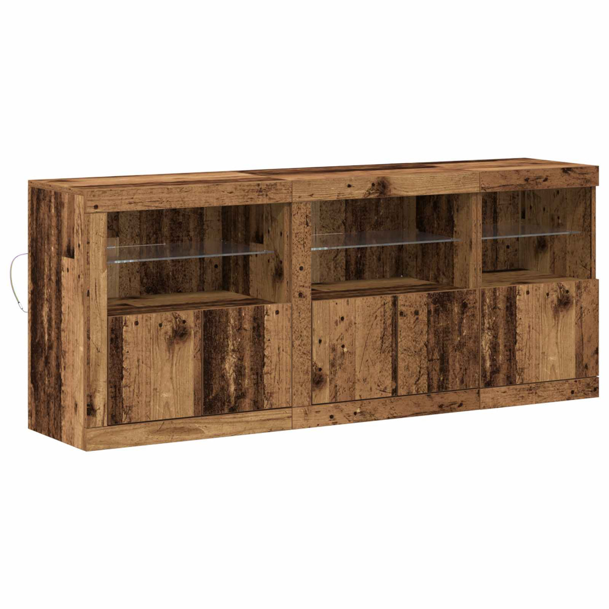 LED Sideboard Gammelt træ 162 x 37 x 67 cm Konstrueret træ