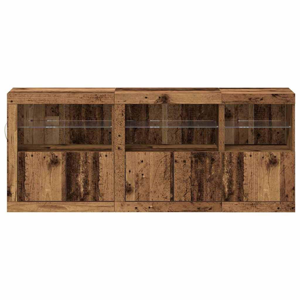 LED Sideboard Gammelt træ 162 x 37 x 67 cm Konstrueret træ