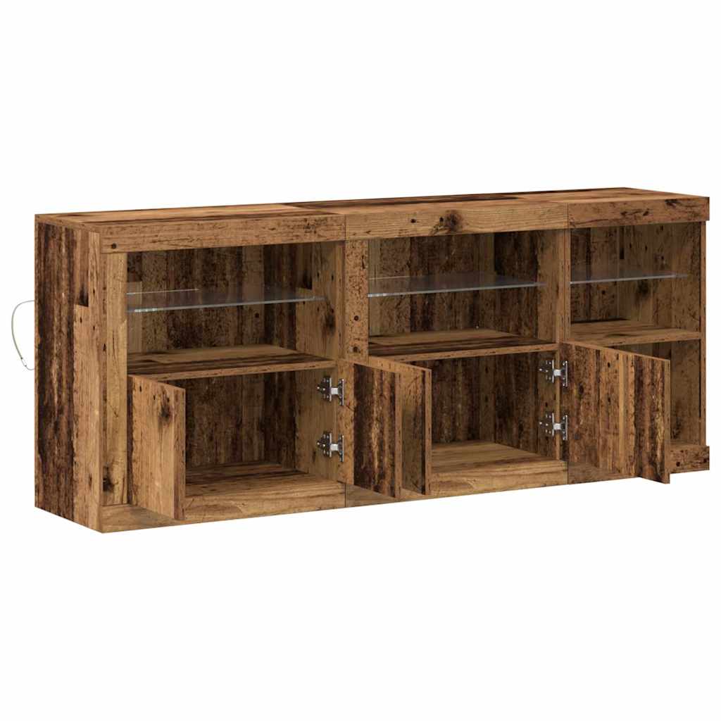 LED Sideboard Gammelt træ 162 x 37 x 67 cm Konstrueret træ