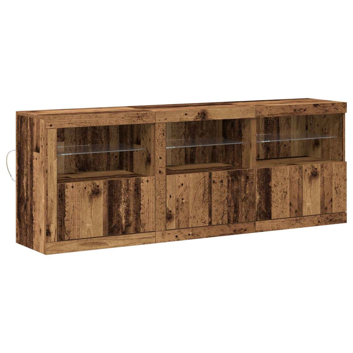 LED Sideboard Gammelt træ 181 x 37 x 67 cm Konstrueret træ