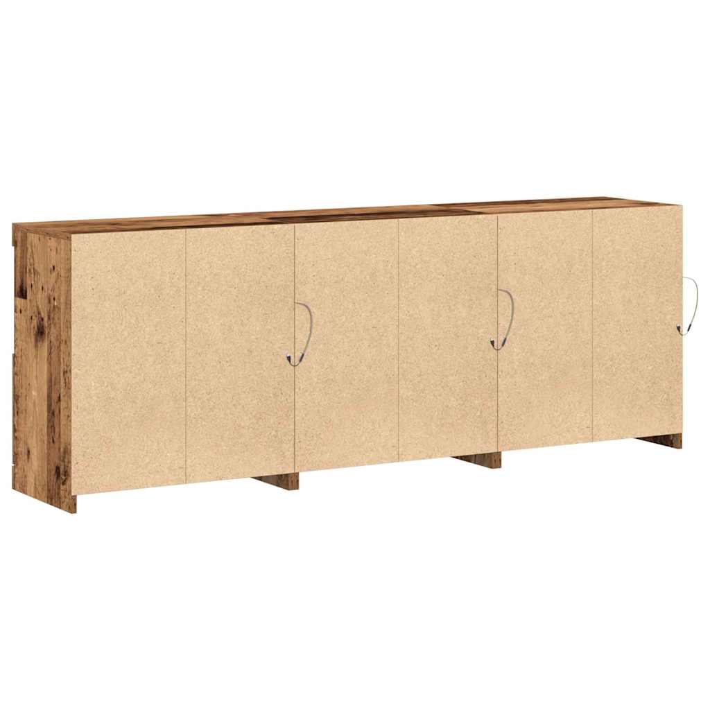 LED Sideboard Gammelt træ 181 x 37 x 67 cm Konstrueret træ