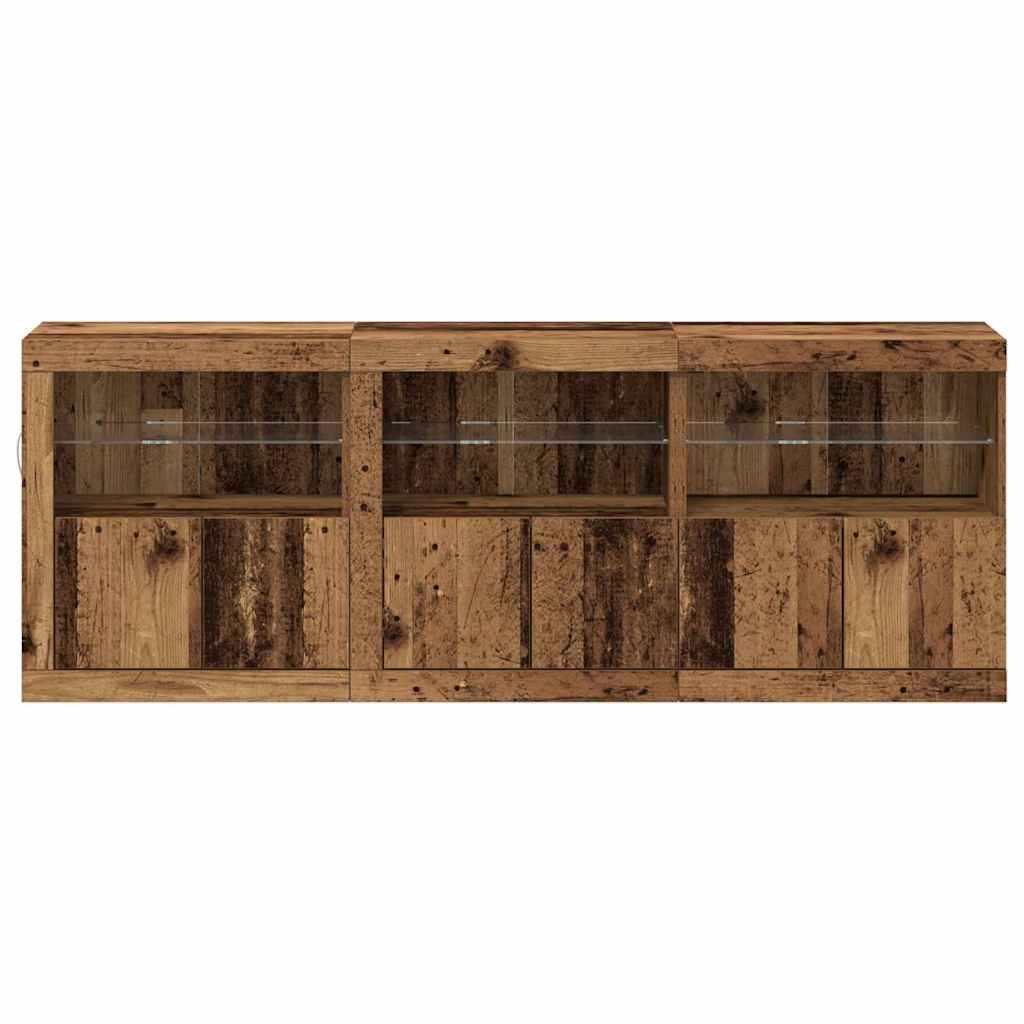 LED Sideboard Gammelt træ 181 x 37 x 67 cm Konstrueret træ