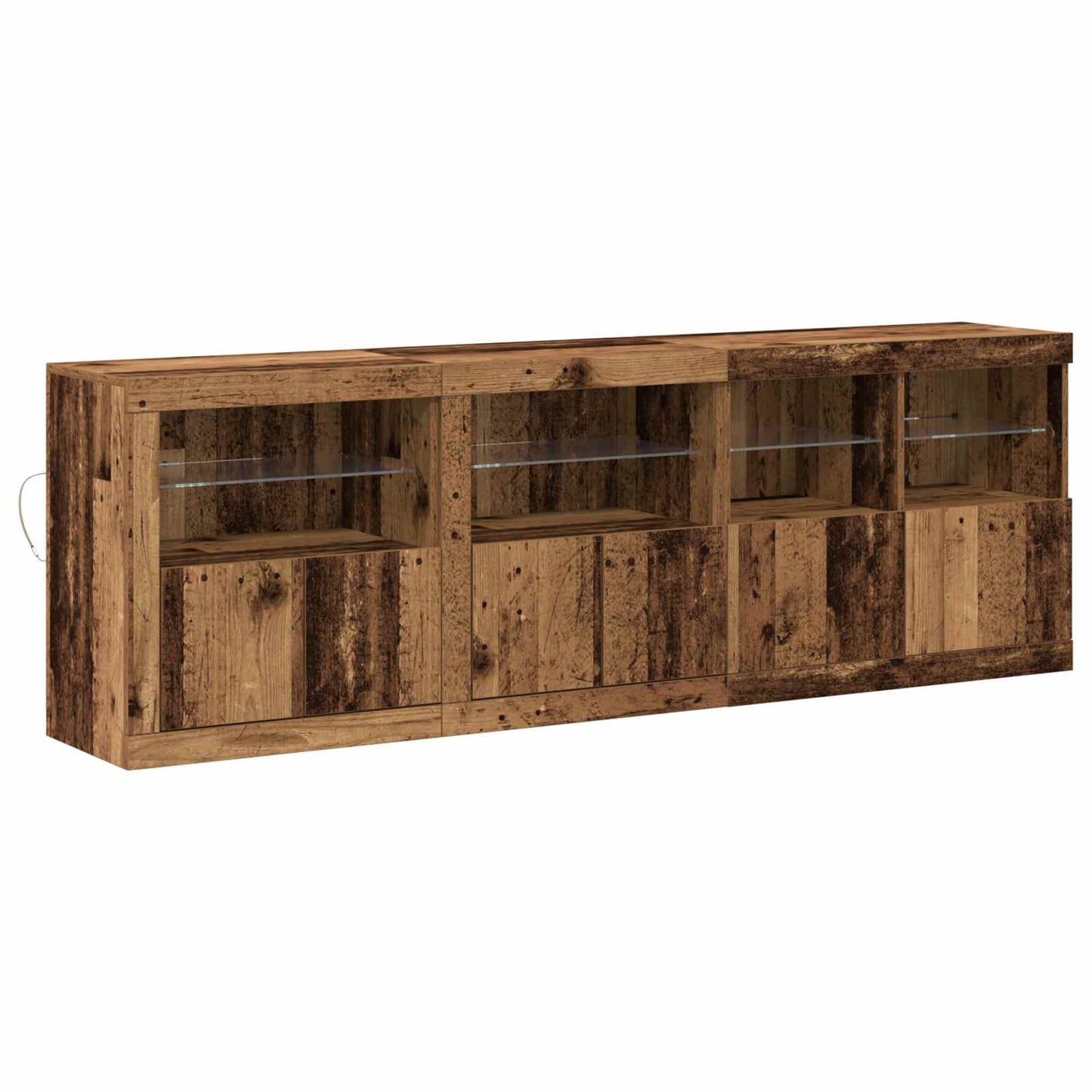 LED Sideboard Gammelt træ 202 x 37 x 67 cm Konstrueret træ
