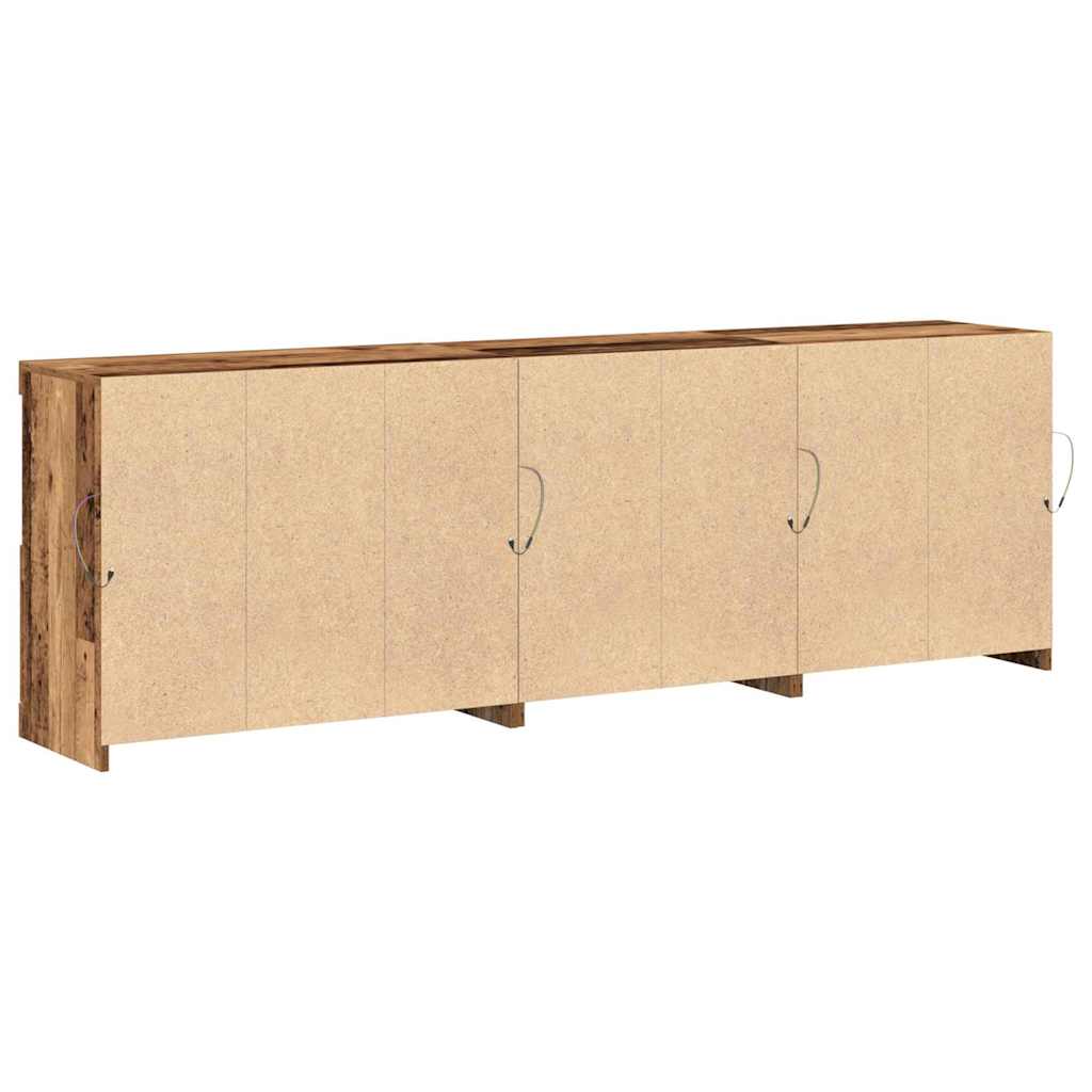 LED Sideboard Gammelt træ 202 x 37 x 67 cm Konstrueret træ