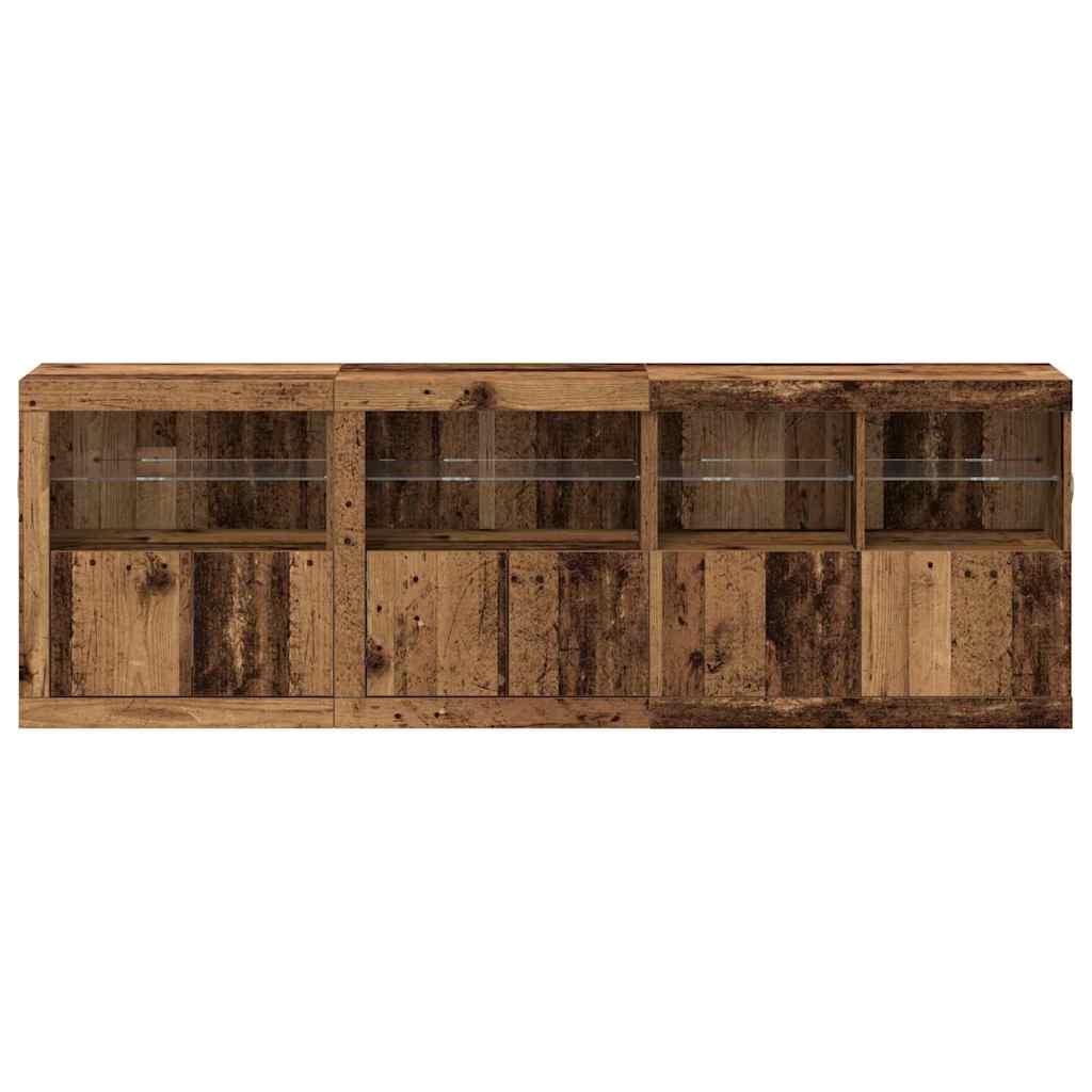 LED Sideboard Gammelt træ 202 x 37 x 67 cm Konstrueret træ