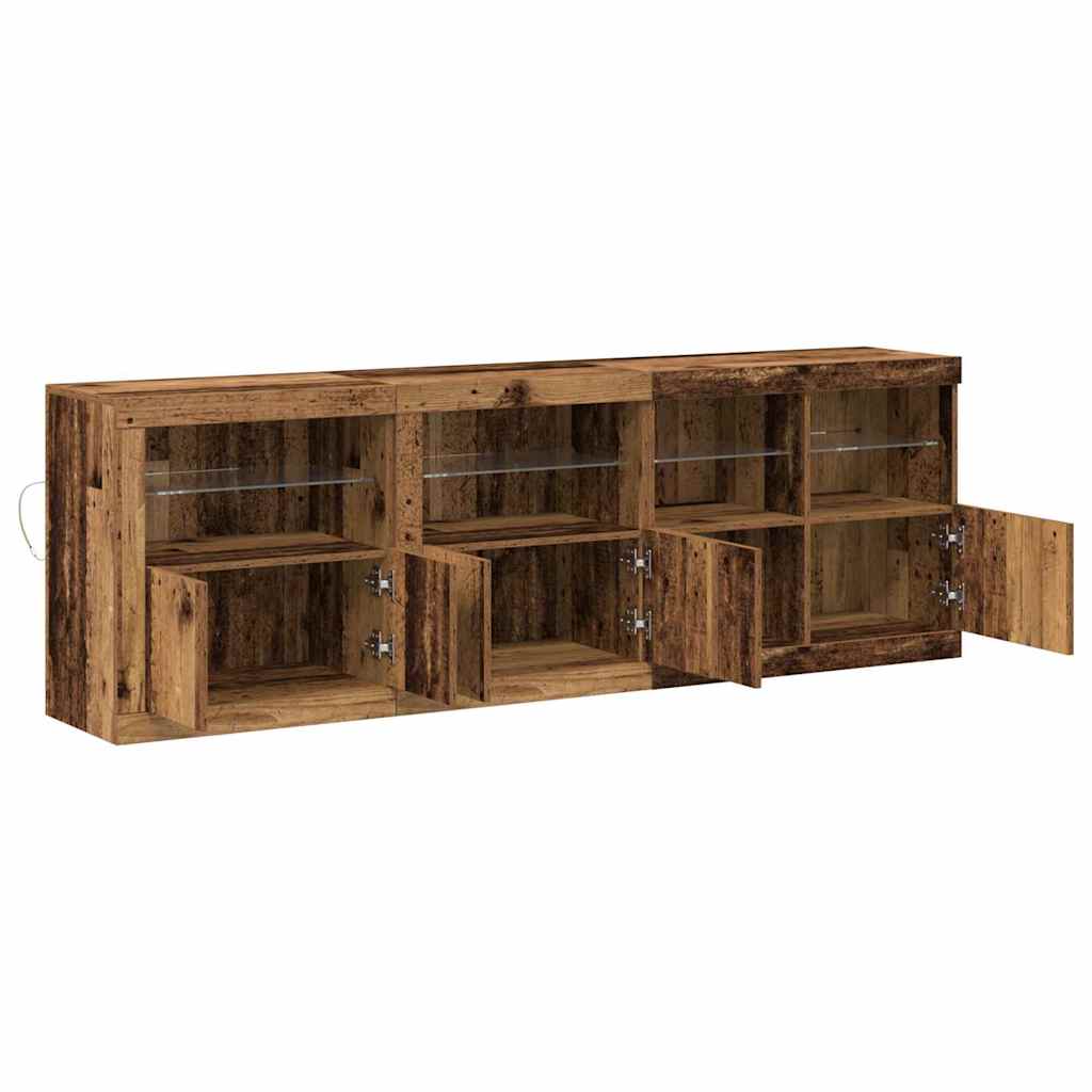 LED Sideboard Gammelt træ 202 x 37 x 67 cm Konstrueret træ