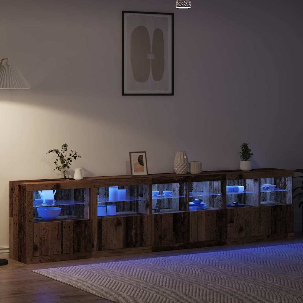 LED Sideboard Gammelt træ 283 x 37 x 67 cm Konstrueret træ
