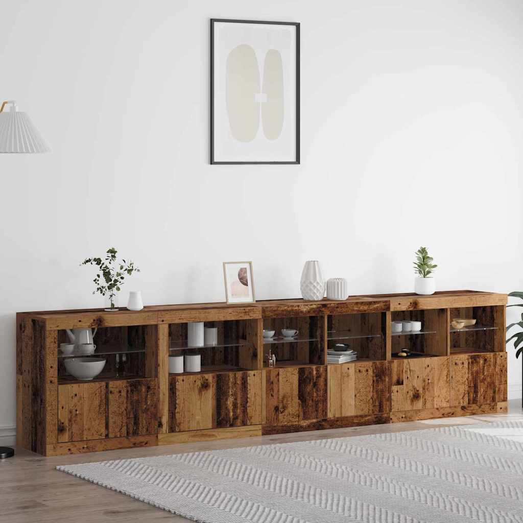 LED Sideboard Gammelt træ 283 x 37 x 67 cm Konstrueret træ