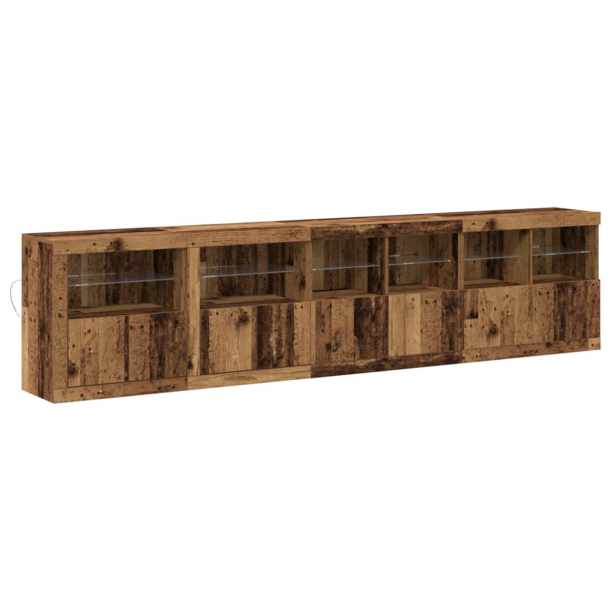 LED Sideboard Gammelt træ 283 x 37 x 67 cm Konstrueret træ