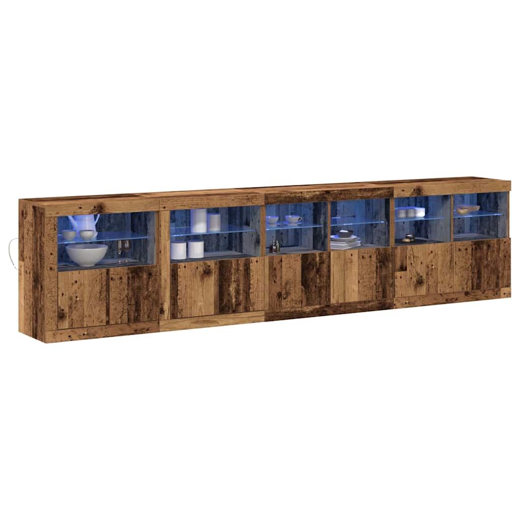 LED Sideboard Gammelt træ 283 x 37 x 67 cm Konstrueret træ