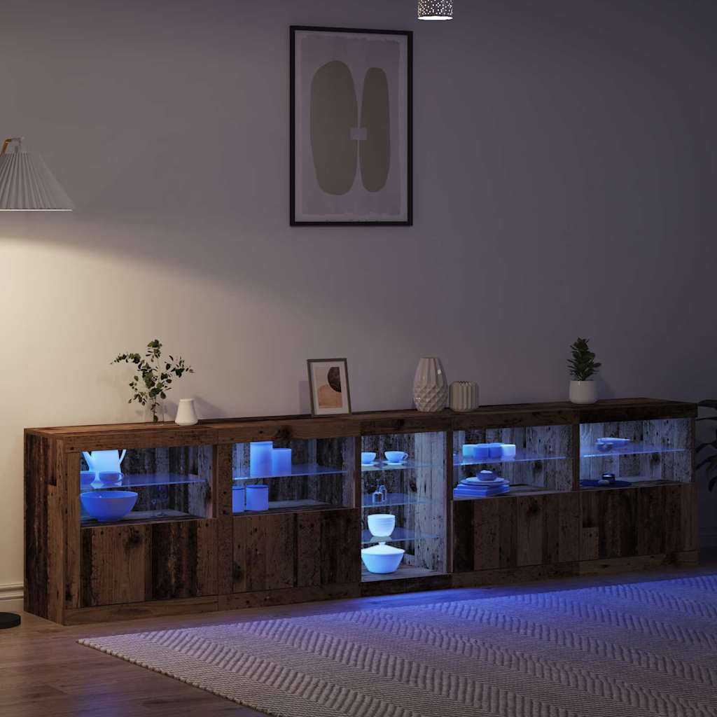 LED Sideboard Gammelt træ 283 x 37 x 67 cm Konstrueret træ