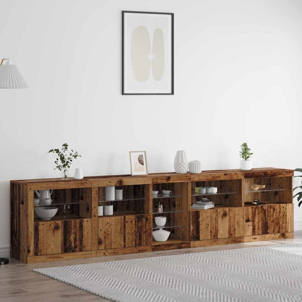 LED Sideboard Gammelt træ 283 x 37 x 67 cm Konstrueret træ