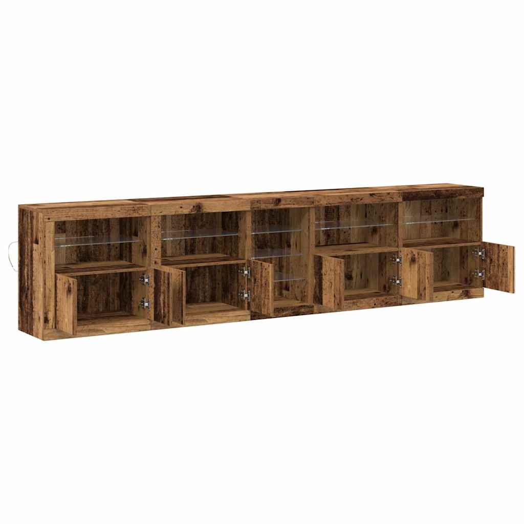 LED Sideboard Gammelt træ 283 x 37 x 67 cm Konstrueret træ