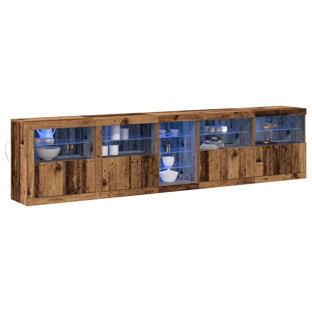 LED Sideboard Gammelt træ 283 x 37 x 67 cm Konstrueret træ