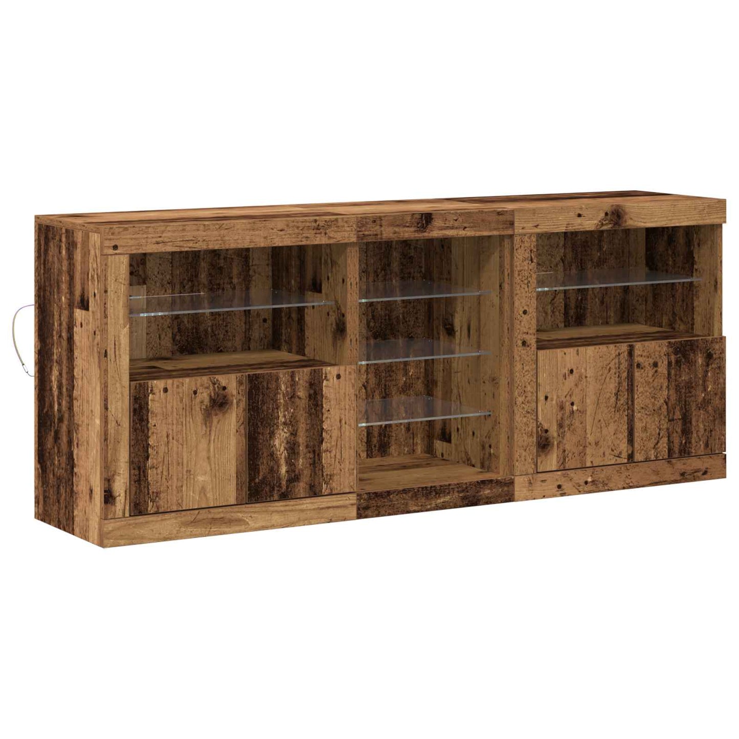 LED Sideboard Gammelt træ 162 x 37 x 67 cm Konstrueret træ
