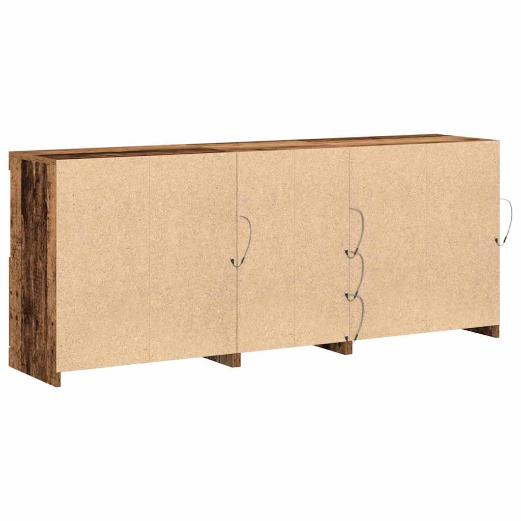 LED Sideboard Gammelt træ 162 x 37 x 67 cm Konstrueret træ