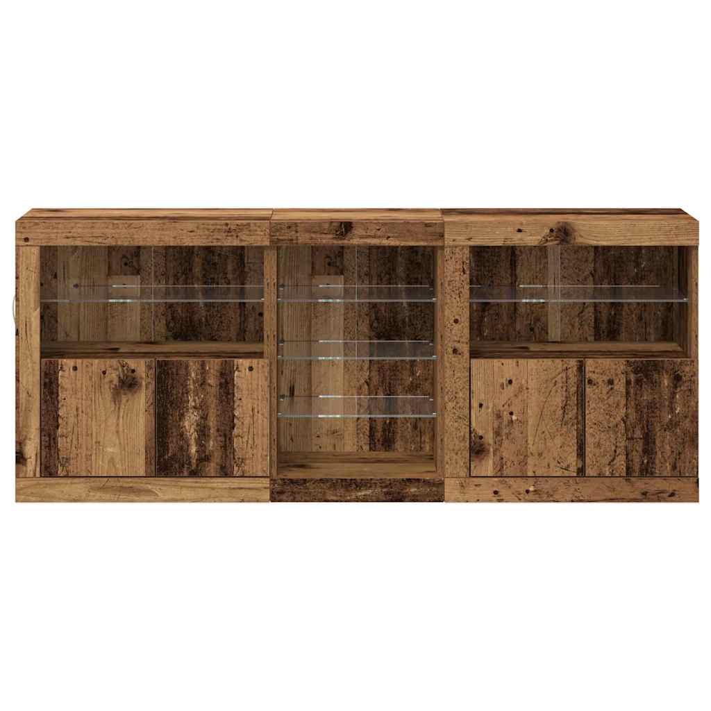 LED Sideboard Gammelt træ 162 x 37 x 67 cm Konstrueret træ