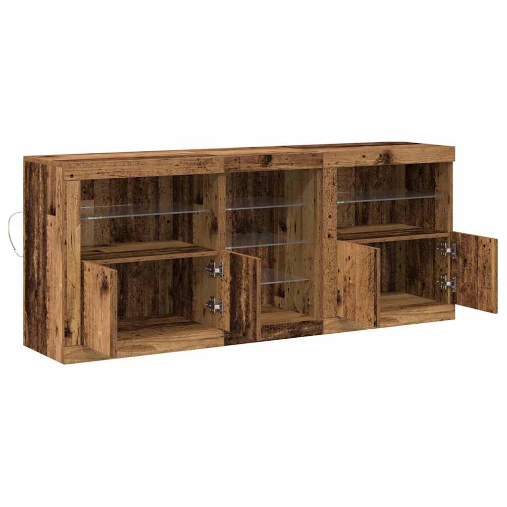 LED Sideboard Gammelt træ 162 x 37 x 67 cm Konstrueret træ