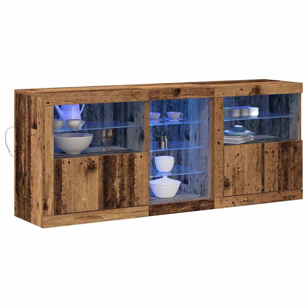 LED Sideboard Gammelt træ 162 x 37 x 67 cm Konstrueret træ