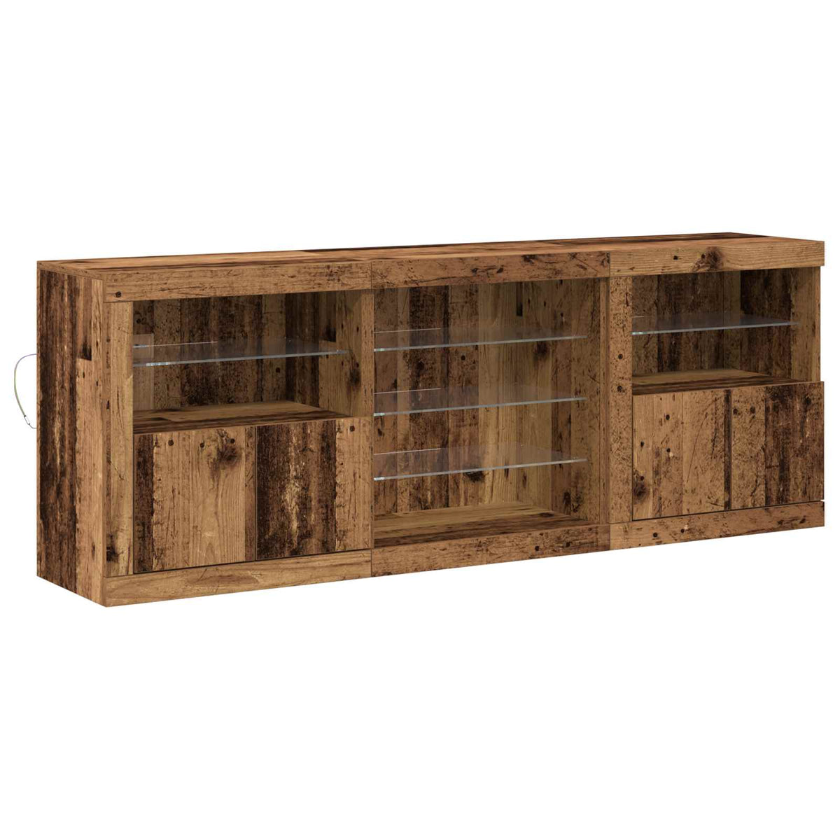 LED Sideboard Gammelt træ 181,5 x 37 x 67 cm Konstrueret træ