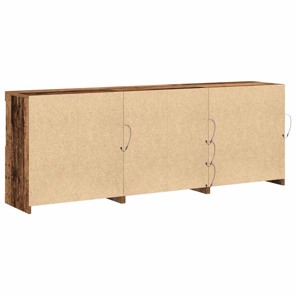 LED Sideboard Gammelt træ 181,5 x 37 x 67 cm Konstrueret træ
