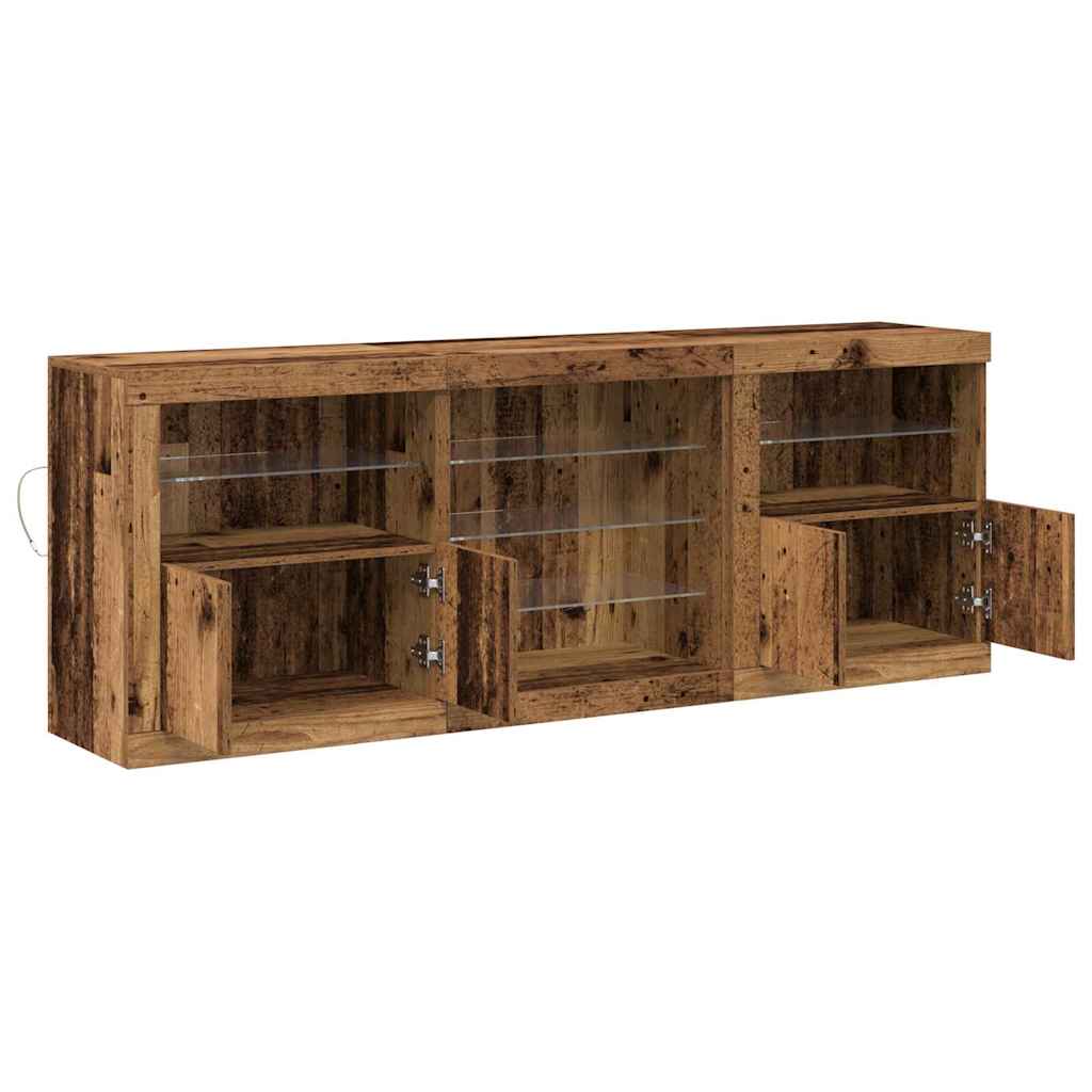 LED Sideboard Gammelt træ 181,5 x 37 x 67 cm Konstrueret træ