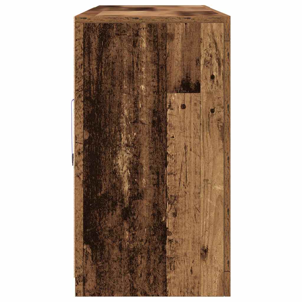 LED Sideboard Gammelt træ 181,5 x 37 x 67 cm Konstrueret træ