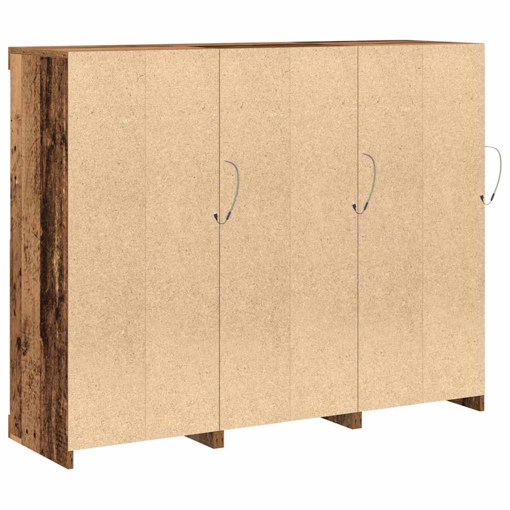 LED Sideboard 3 stk. Gammelt træ 123 x 37 x 100 cm