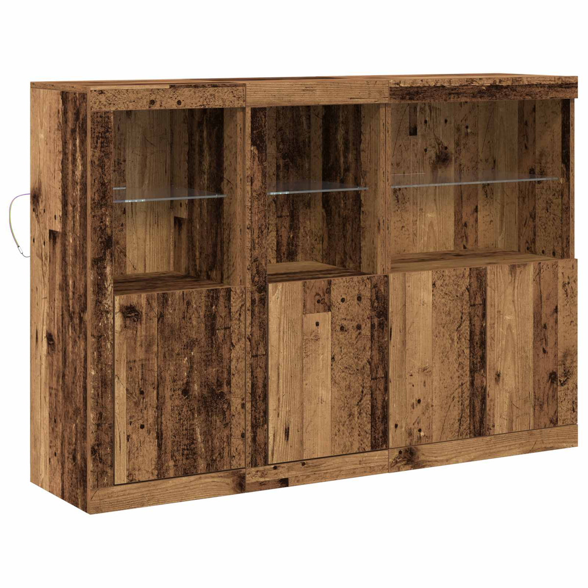LED Sideboard Gammelt træ 142,5 x 37 x 100 cm Konstrueret træ