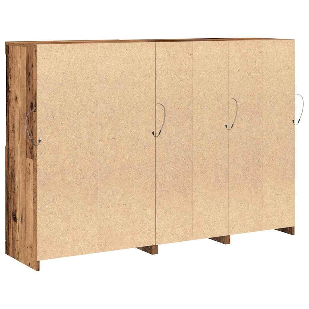 LED Sideboard Gammelt træ 142,5 x 37 x 100 cm Konstrueret træ
