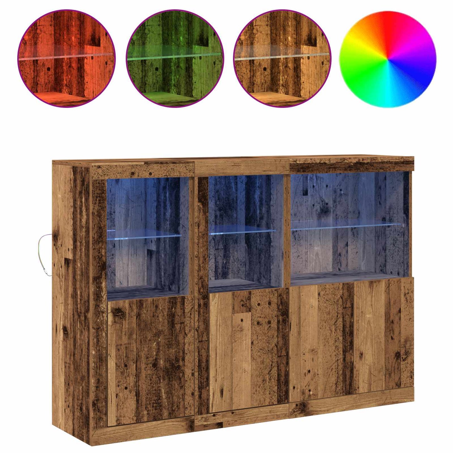 LED Sideboard Gammelt træ 142,5 x 37 x 100 cm Konstrueret træ