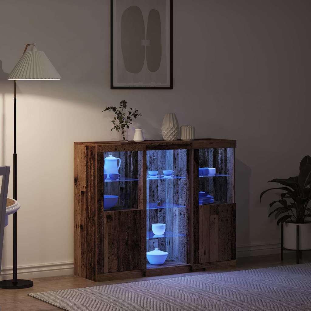 LED Sideboard Gammelt træ 123 x 37 x 100 cm Konstrueret træ
