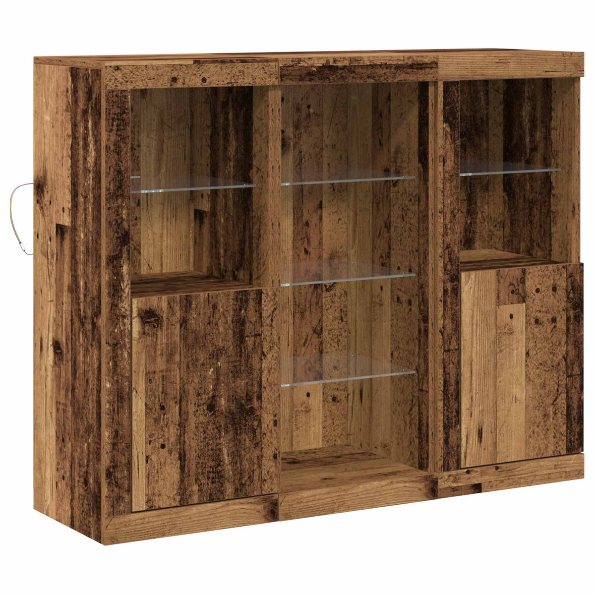 LED Sideboard Gammelt træ 123 x 37 x 100 cm Konstrueret træ