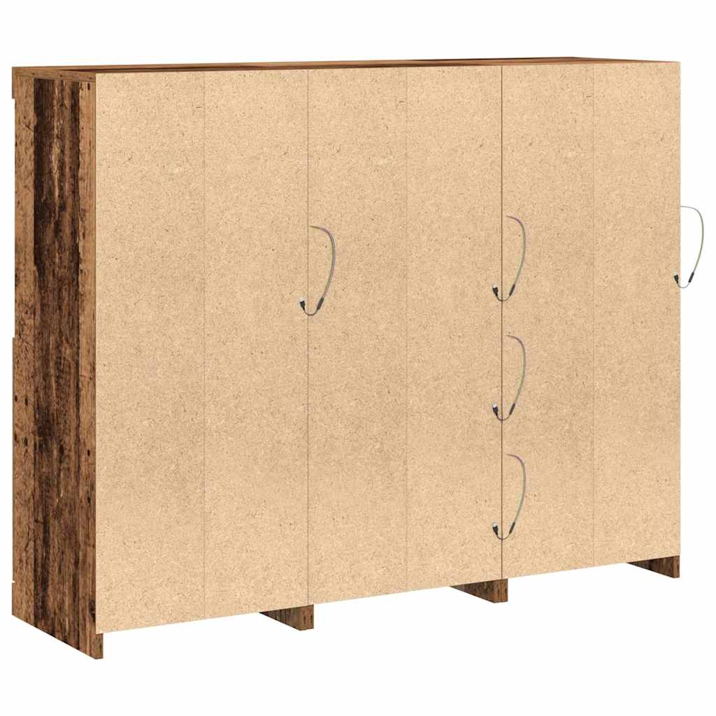 LED Sideboard Gammelt træ 123 x 37 x 100 cm Konstrueret træ