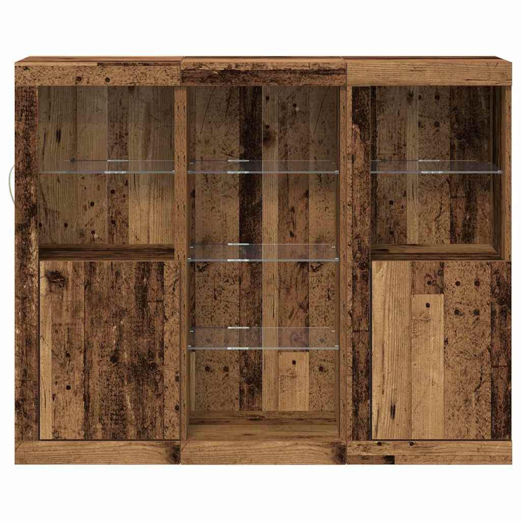 LED Sideboard Gammelt træ 123 x 37 x 100 cm Konstrueret træ