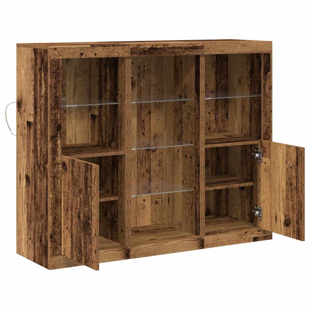 LED Sideboard Gammelt træ 123 x 37 x 100 cm Konstrueret træ