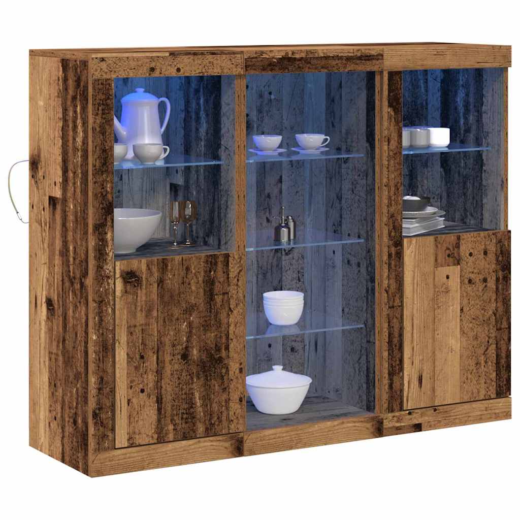 LED Sideboard Gammelt træ 123 x 37 x 100 cm Konstrueret træ