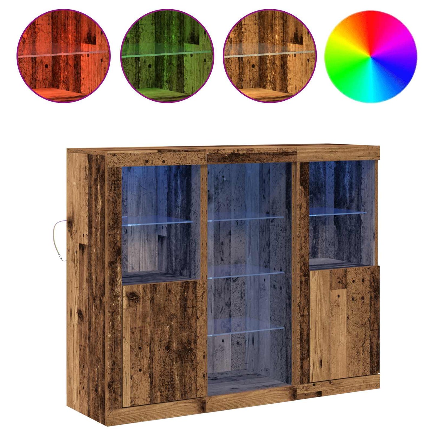 LED Sideboard Gammelt træ 123 x 37 x 100 cm Konstrueret træ
