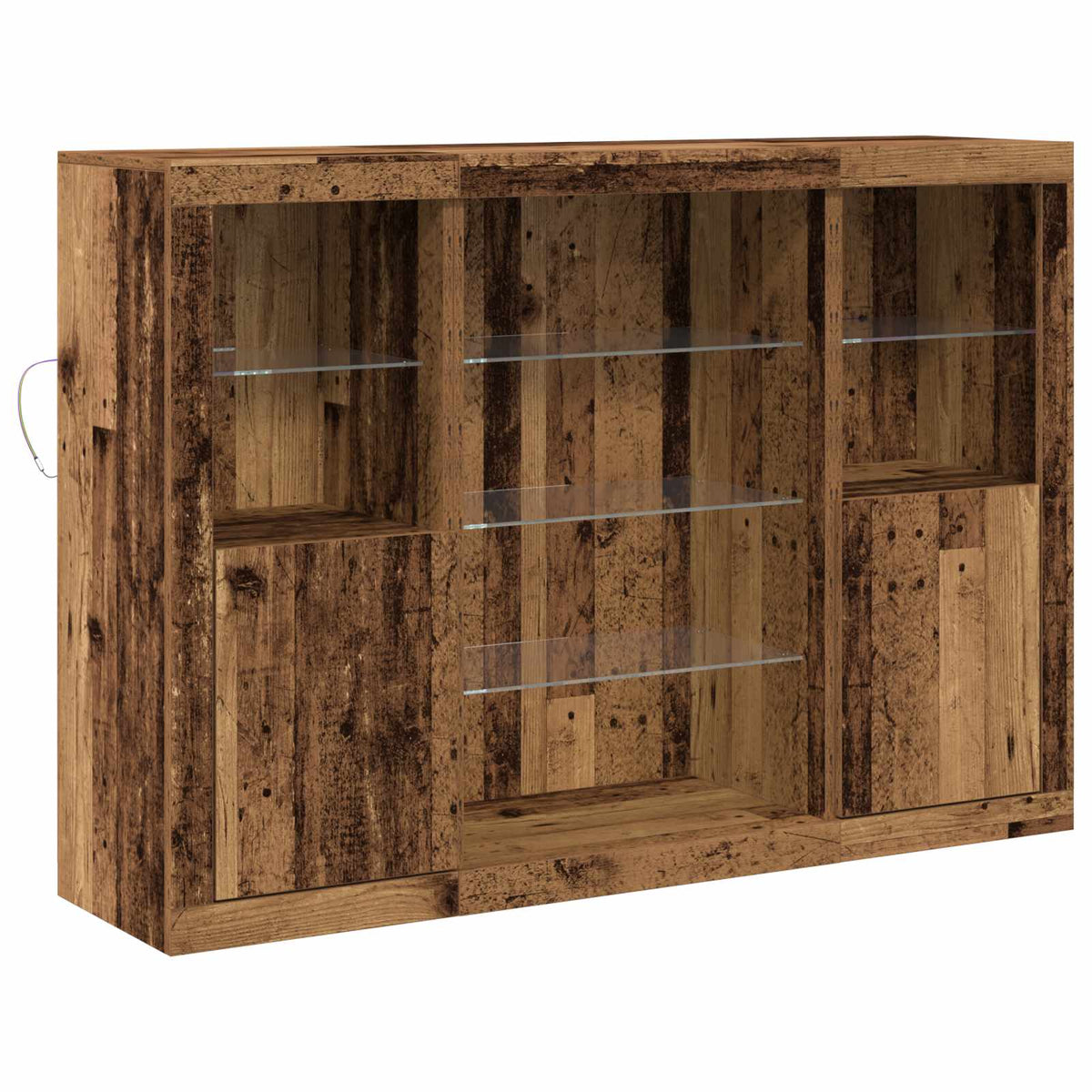 LED Sideboard Gammelt træ 142,5 x 37 x 100 cm Konstrueret træ