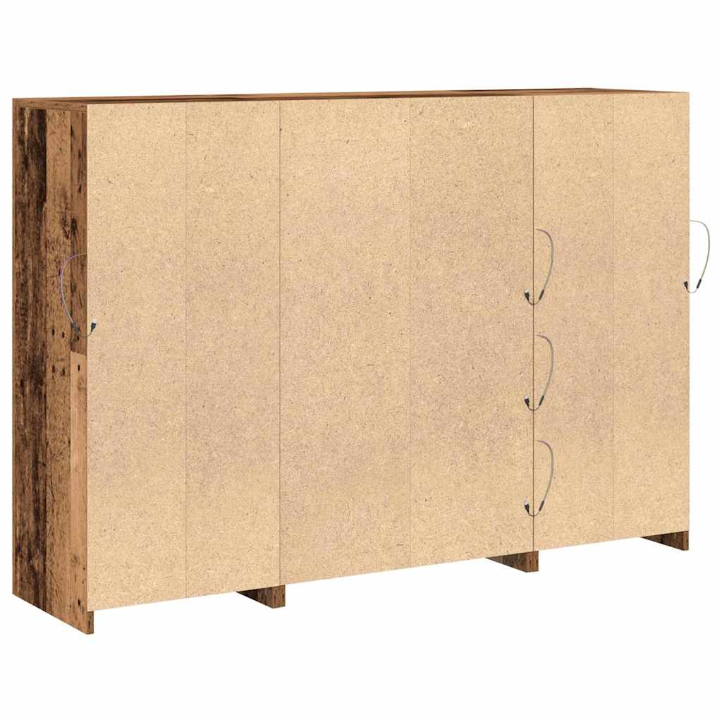 LED Sideboard Gammelt træ 142,5 x 37 x 100 cm Konstrueret træ