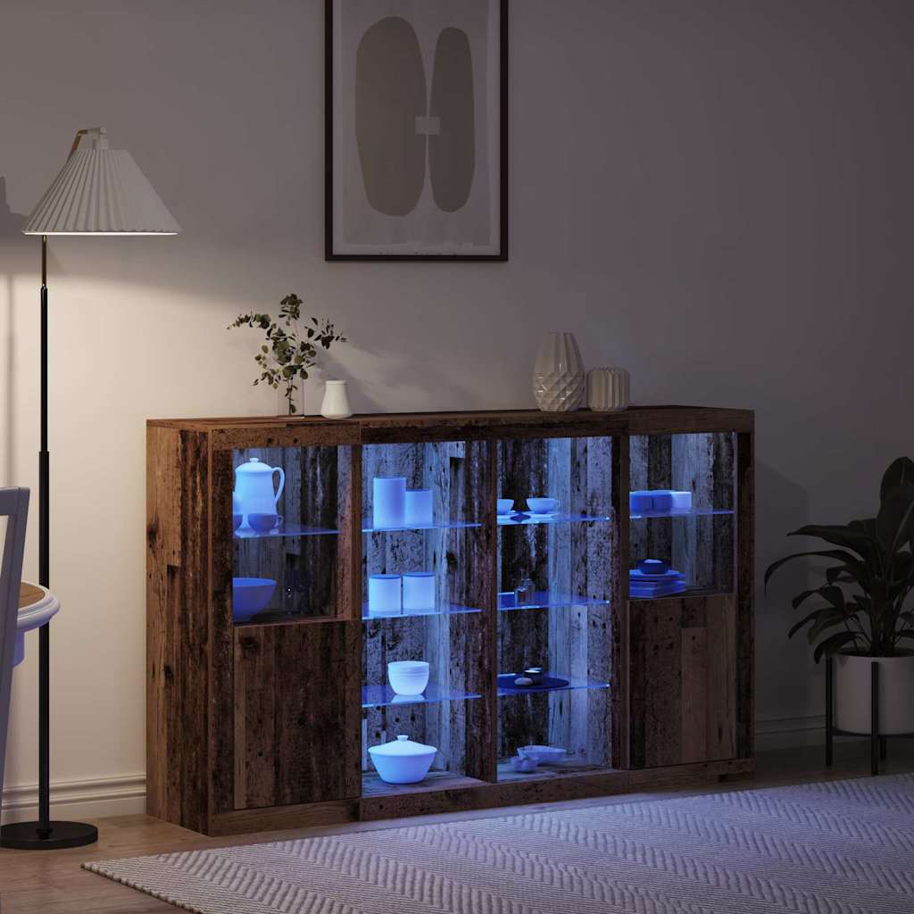 LED Sideboard Gammelt træ 163 x 37 x 100 cm Konstrueret træ