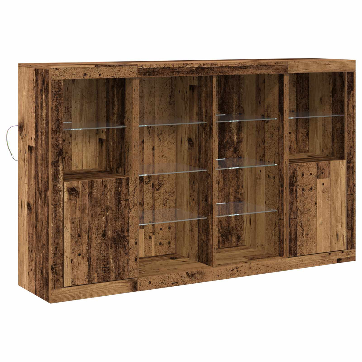 LED Sideboard Gammelt træ 163 x 37 x 100 cm Konstrueret træ