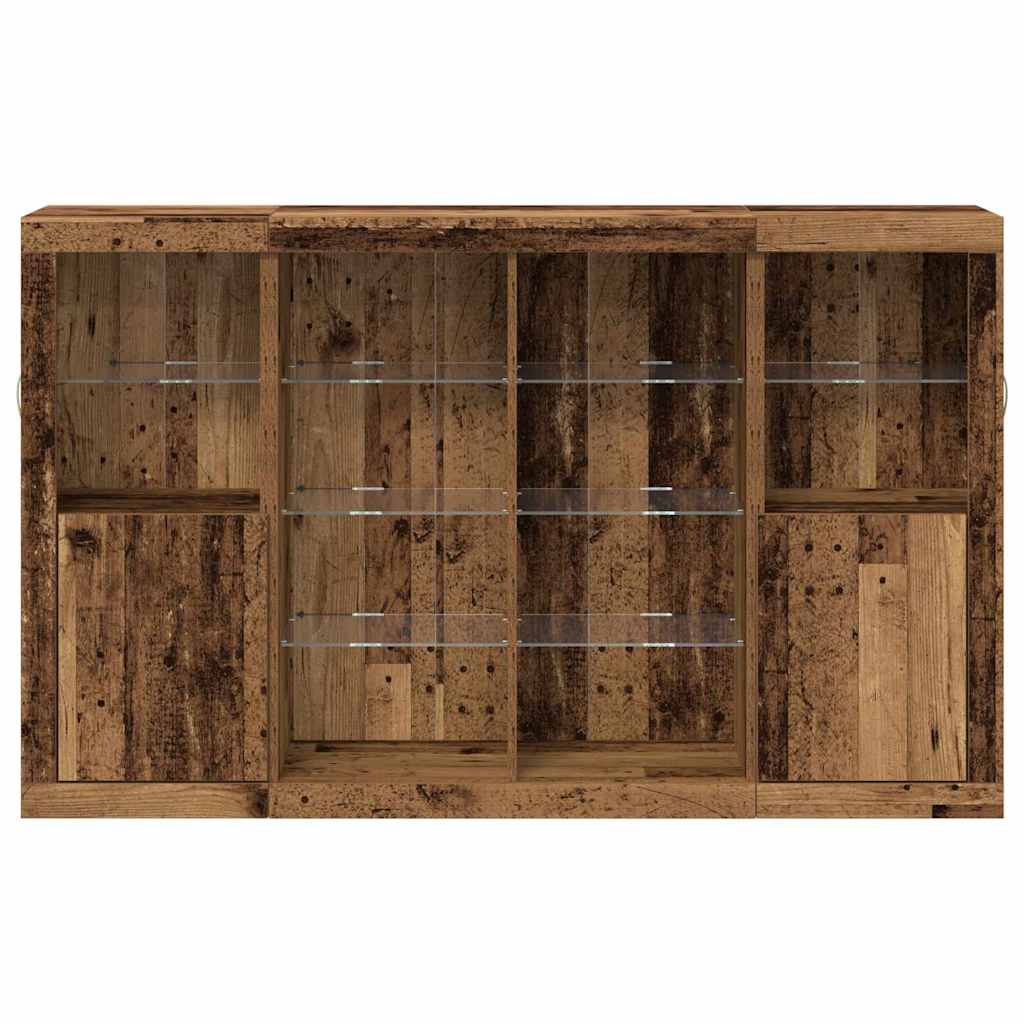 LED Sideboard Gammelt træ 163 x 37 x 100 cm Konstrueret træ